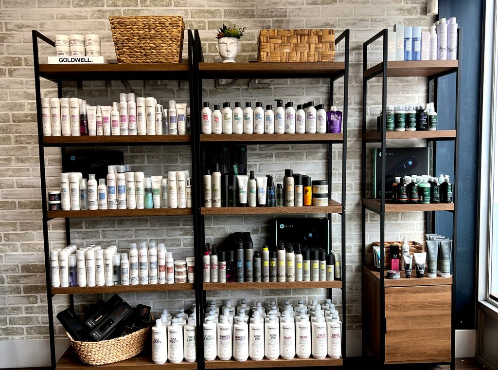 The selection of quality products available at TRENDZ hair salon